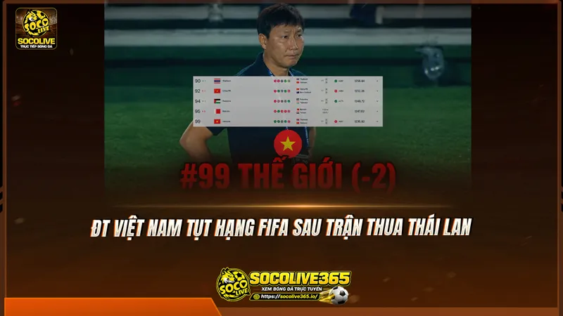 ĐT Việt Nam tụt hạng FIFA sau trận thua Thái Lan